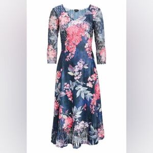 Komarov Charmeuse Lace midi dress